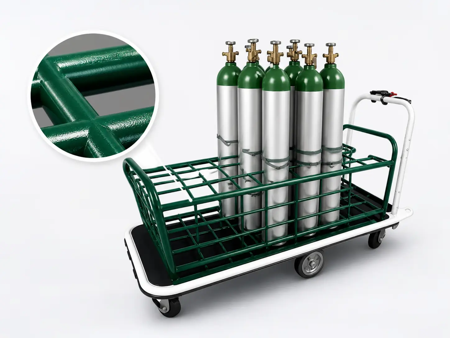 Close up of the coated cylinder rack