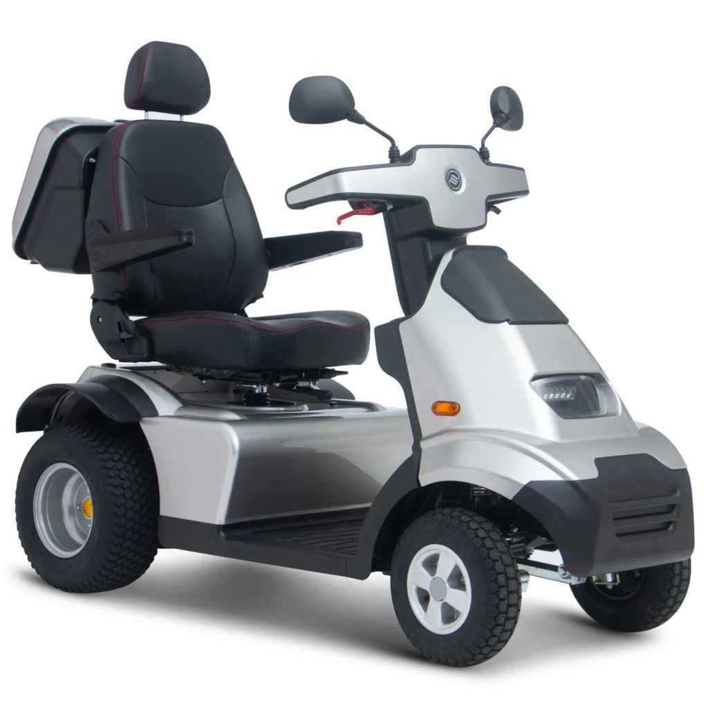 Silver Afiscooter S4 Mobility Scooter with Golf Tire