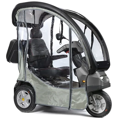 Gray Afiscooter S3 Mobility Scooter with Canopy Rain Cover