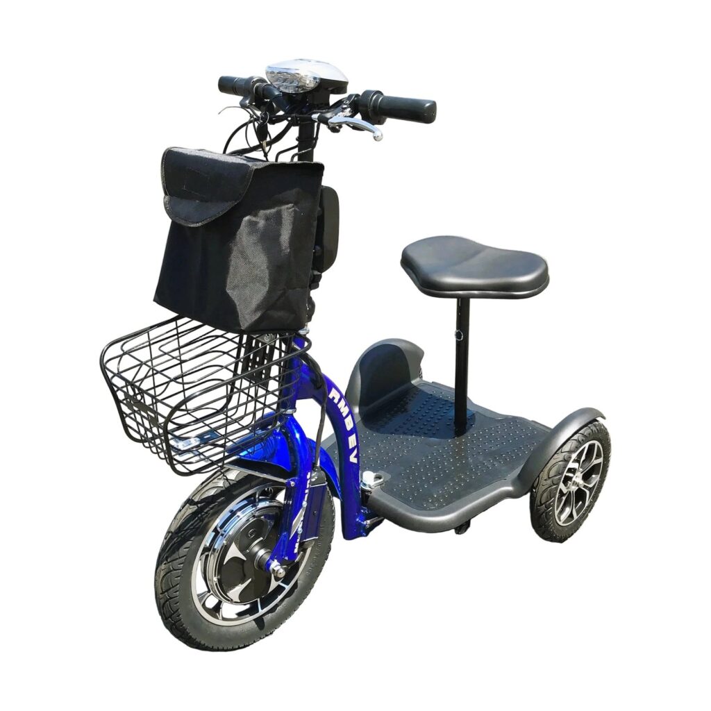 RMB Multi Point QR scooter fitted with front and rear baskets