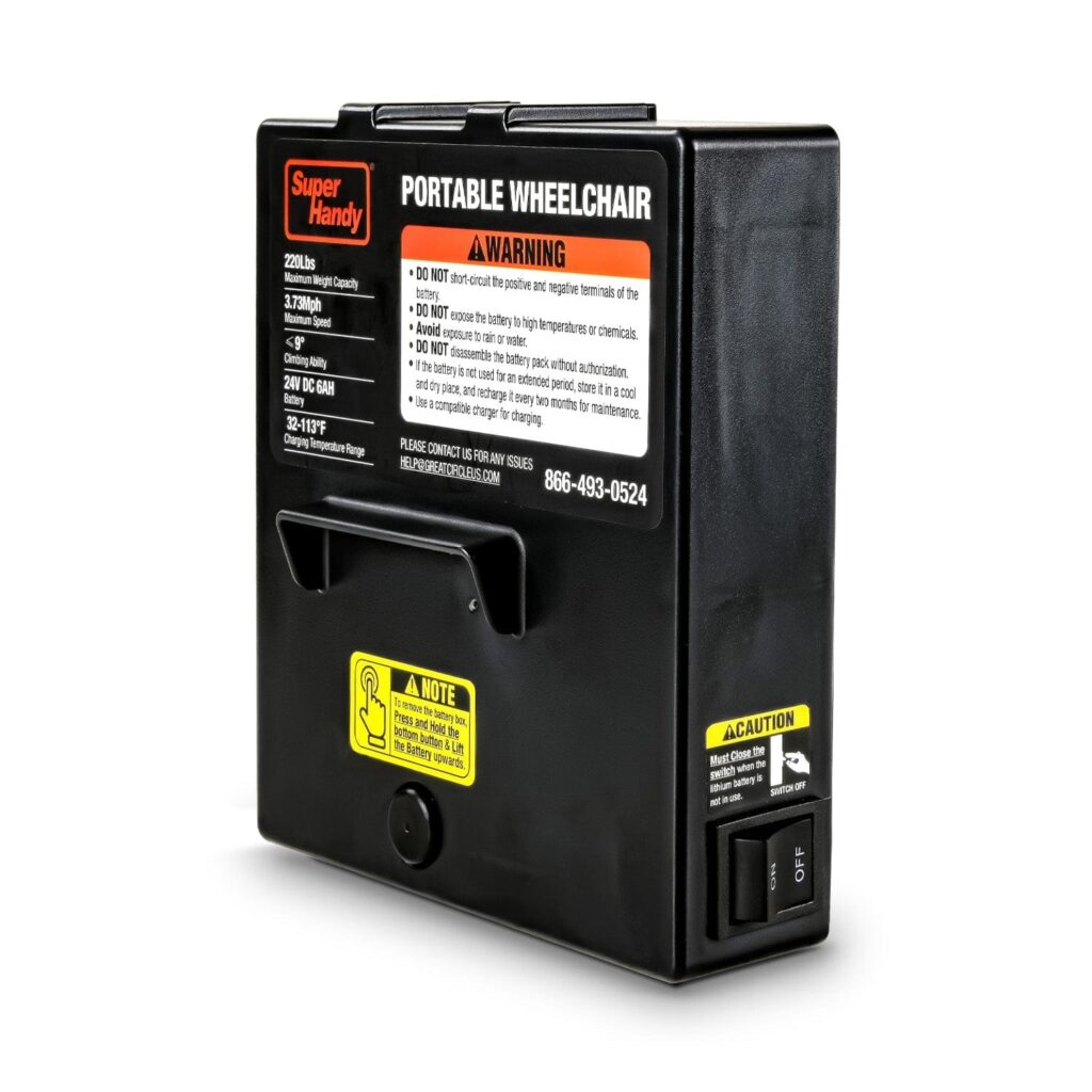 SuperHandy Electric Wheelchair Battery - 24V 6Ah, Dual Support and Easy Swap Design