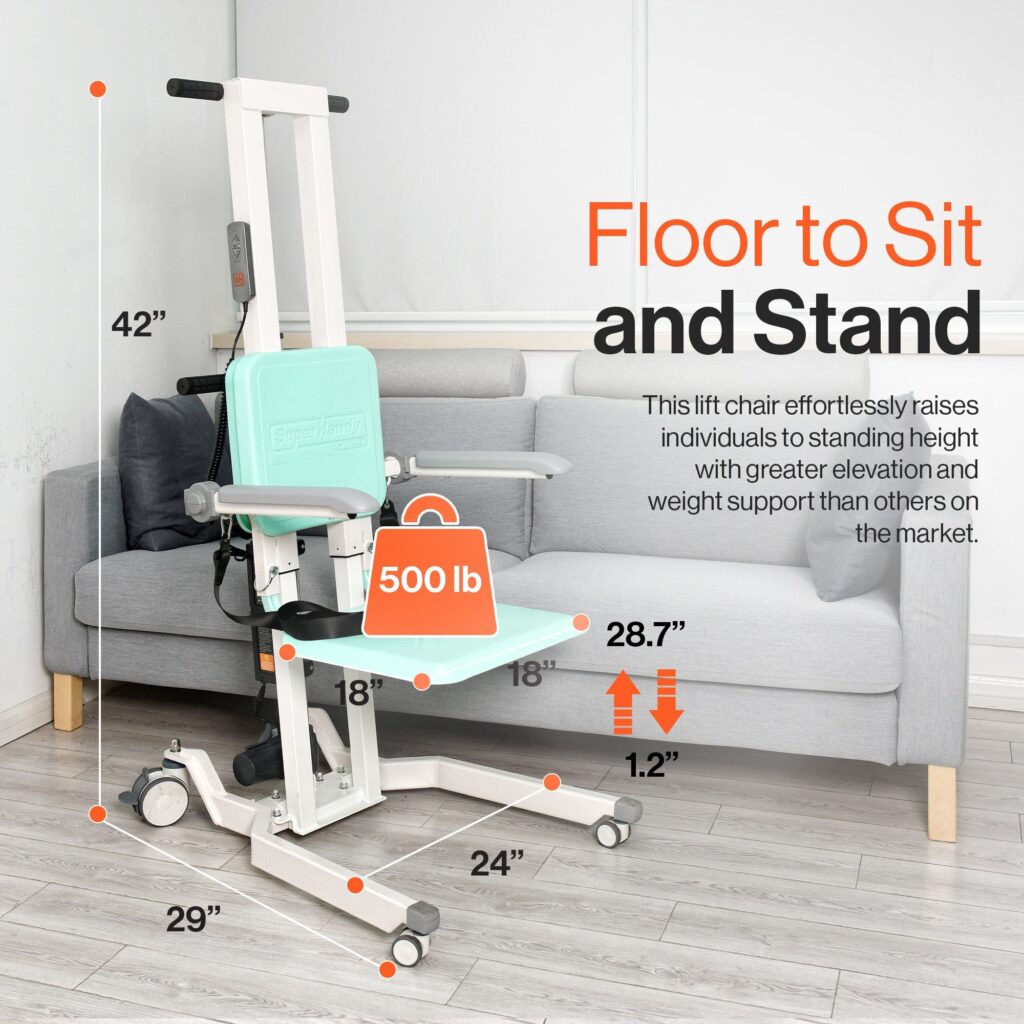 SuperHandy GoRise TX Patient Transfer Lift 500 lb Capacity, Portable Floor-to-Stand with Ergonomic Support view 9
