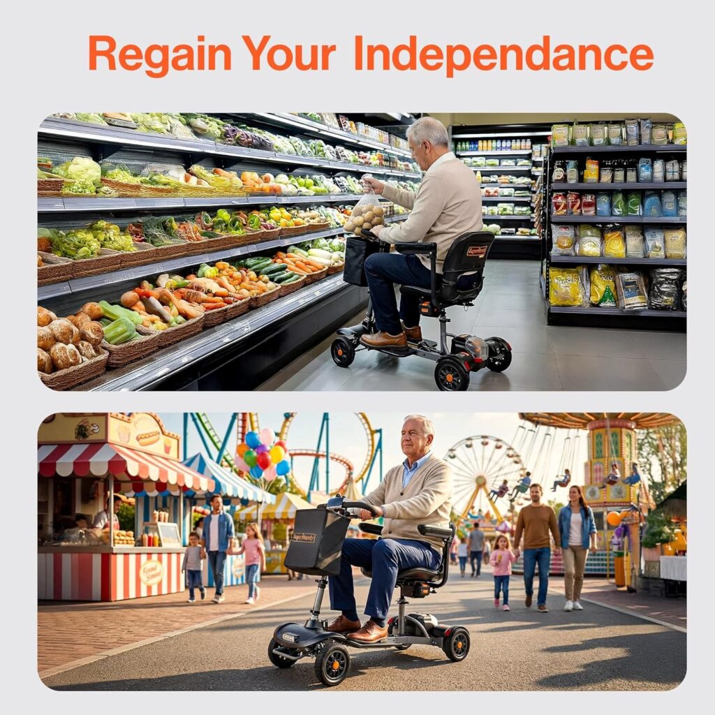 SuperHandy Passport Flex 4 Wheel Power Mobility Scooter – Quick-Disassembly Aluminum Frame, Foldable and Compact, 48V Li-Ion Battery view 8