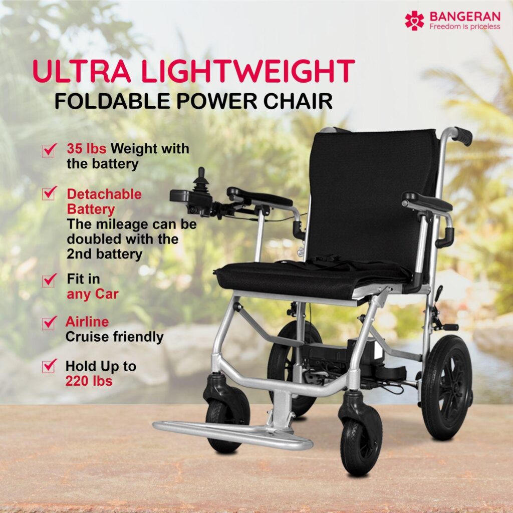 Bangeran Lite Wanderer Ultra Lightweight Folding Power Wheelchair key features