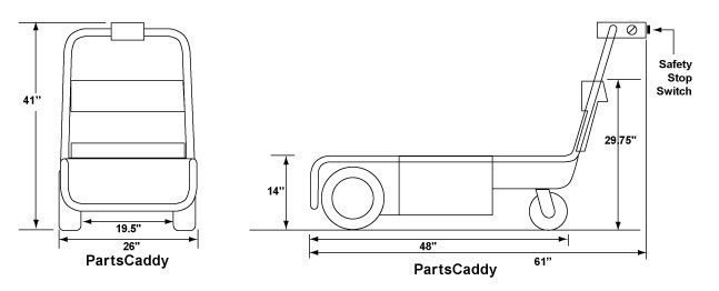 DJ Products PartsCaddy dimensions drawing