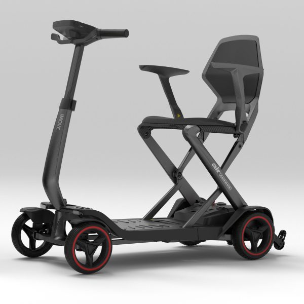 iMOVE AirCarbon folding scooter side view with the X frame and carbon tiller